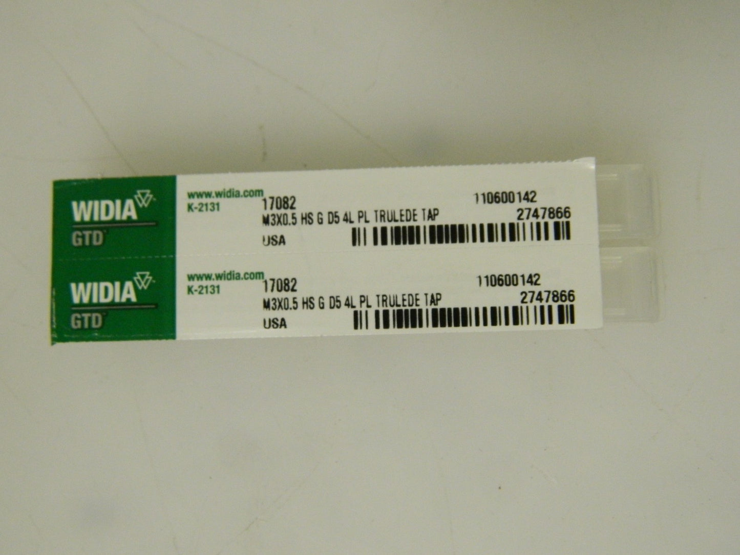 Widia Thread Forming Tap 4 Flute M3x0.50 Metric Coarse D5 HSS QTY 2  17082