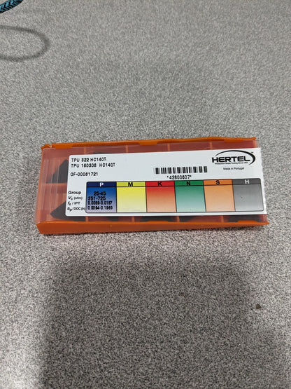 HERTEL Turning Insert: TPU322 HC140T, Solid Carbide Qty 10 42800607