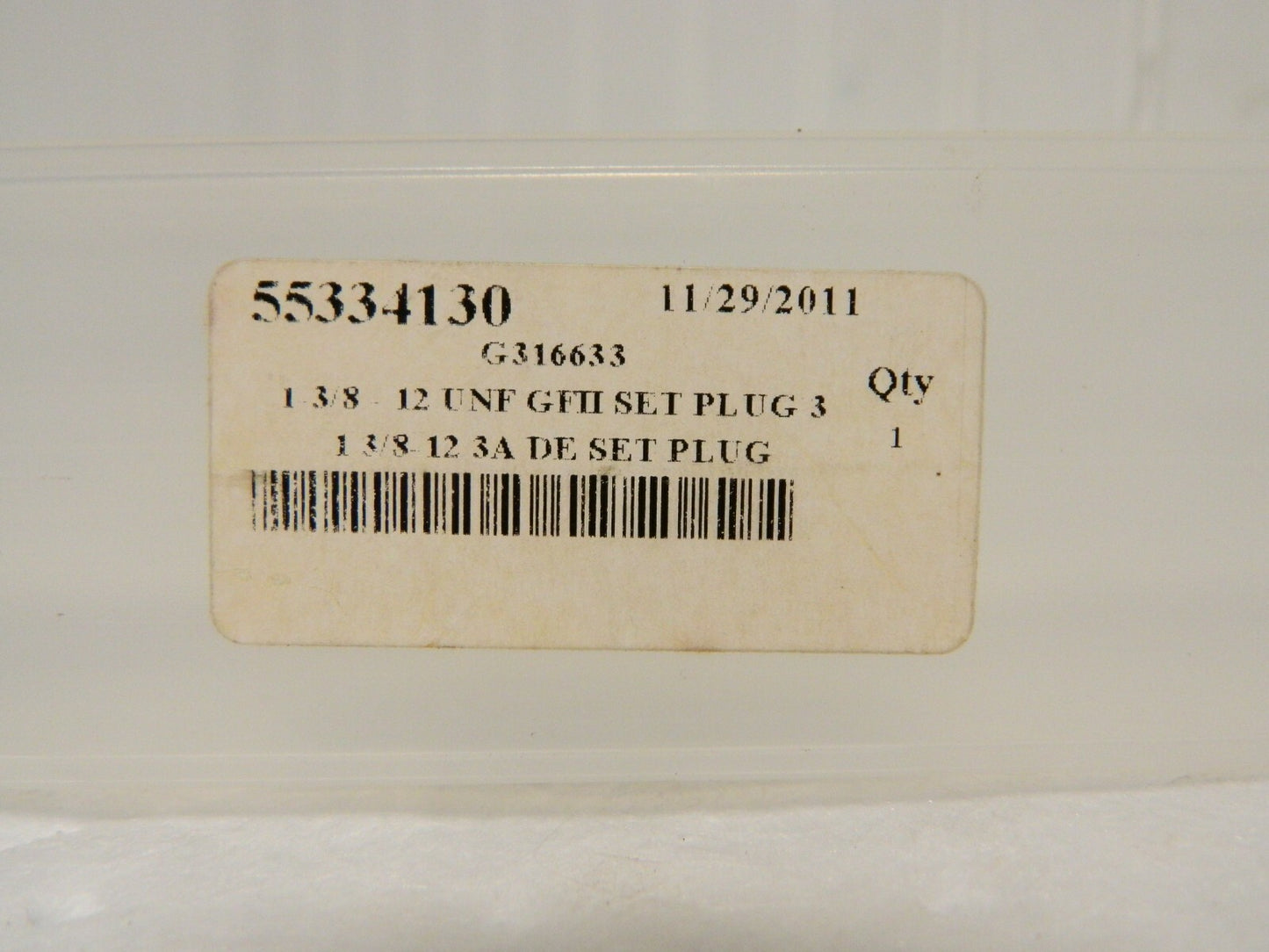 GF Gage Go/No Go Truncated Thread Plug Gage 1-3/8 - 12 Thread S1375123AS