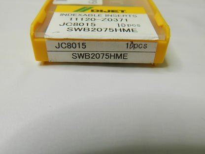 Dijet Carbide Milling Insert SWB2075HME JC8015 Qty 8 46793964