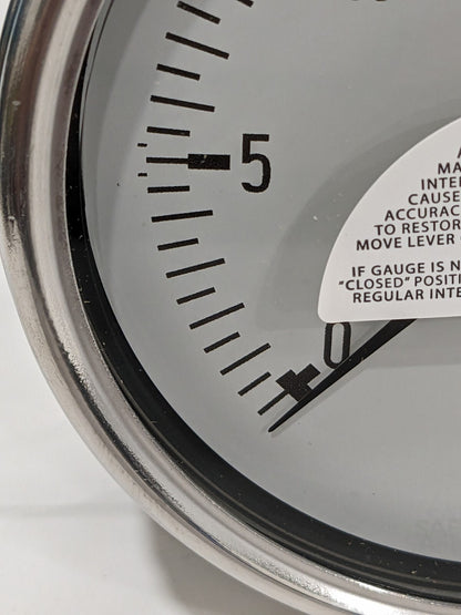 WIKA Pressure Gauge: 4" Dial, 30 psi, 1/2" Thread, Lower Back Mount 98
