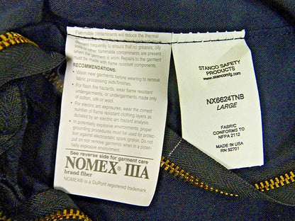 Stanco Flame Resistant Jacket with 2 Pockets Navy Size Large NX6624TNB-L
