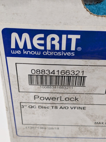 MERIT ABRASIVES Quick-Change Disc: Type S 3" Dia Box of 25 08834166321