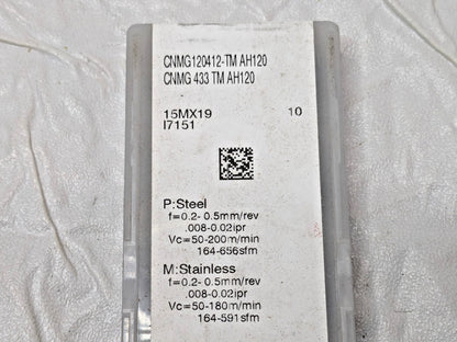 Tungaloy Carbide Turning Inserts CNMG433TM AH120 Qty 10 6802195