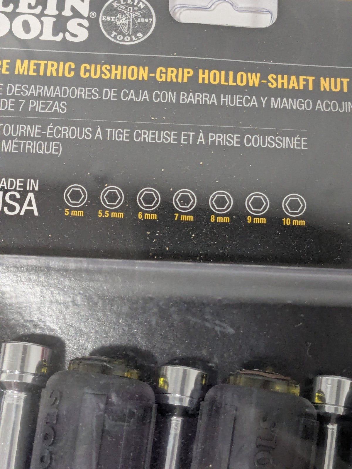 Klein Tools Nut Driver Set: 7 Pc, 5 to 10 mm, Hollow Shaft 65160