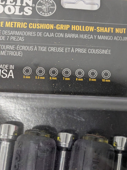 Klein Tools Nut Driver Set: 7 Pc, 5 to 10 mm, Hollow Shaft 65160