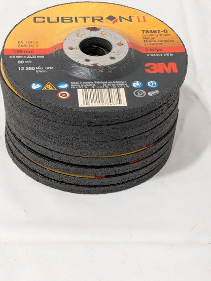 (10) 3M Depressed-Center Wheel Type 27, 5" Dia, 1/4" Thick, 7/8" Hole 7100095557