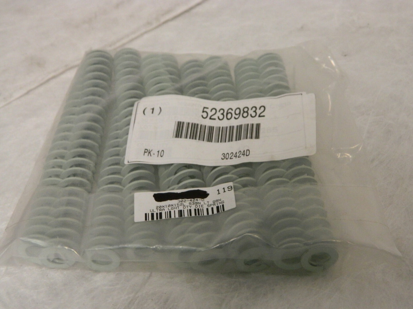 ASR 3/4" Hole Diam 3/8" Rod Diam 6" Free Lnth Lt Grn Die Spring Q