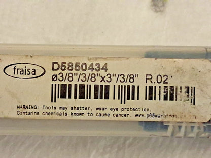 Fraisa Carbide Corner Radius End Mill 3/8" Diam 6 Fl D5850434