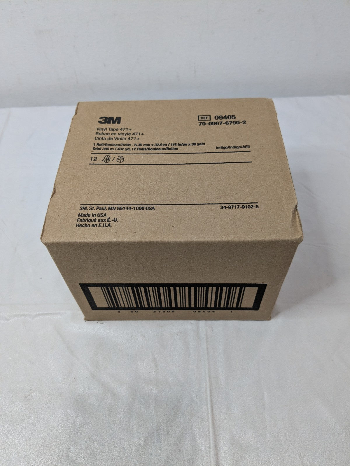 12 PK 3M Indigo Vinyl Tape Rolls 471+ 1/4" X 36 YD 06405