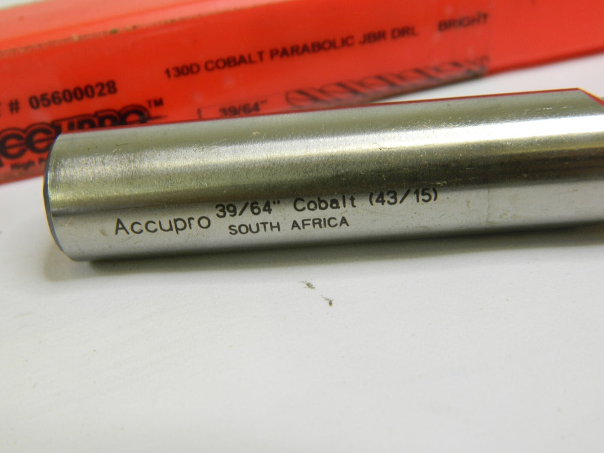 ACCUPRO Jobber Length Drill Bit: 0.6094" Dia, 130 °, Cobalt 05600028