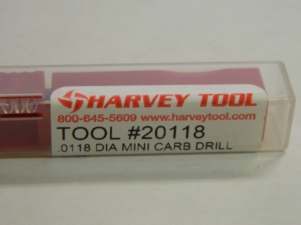 Harvey Tool Mini Carbide Drill .0118" Dia. x .180" LOC Lot of 3 #20118