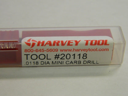 Harvey Tool Mini Carbide Drill .0118" Dia. x .180" LOC Lot of 3 #20118