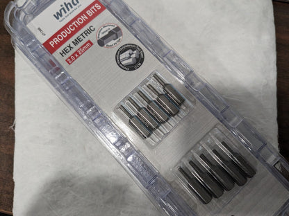 WIHA Hex Screwdriver Insert Bits 5 lots of 10pc: 1/4" Drive, 1" OAL 71306