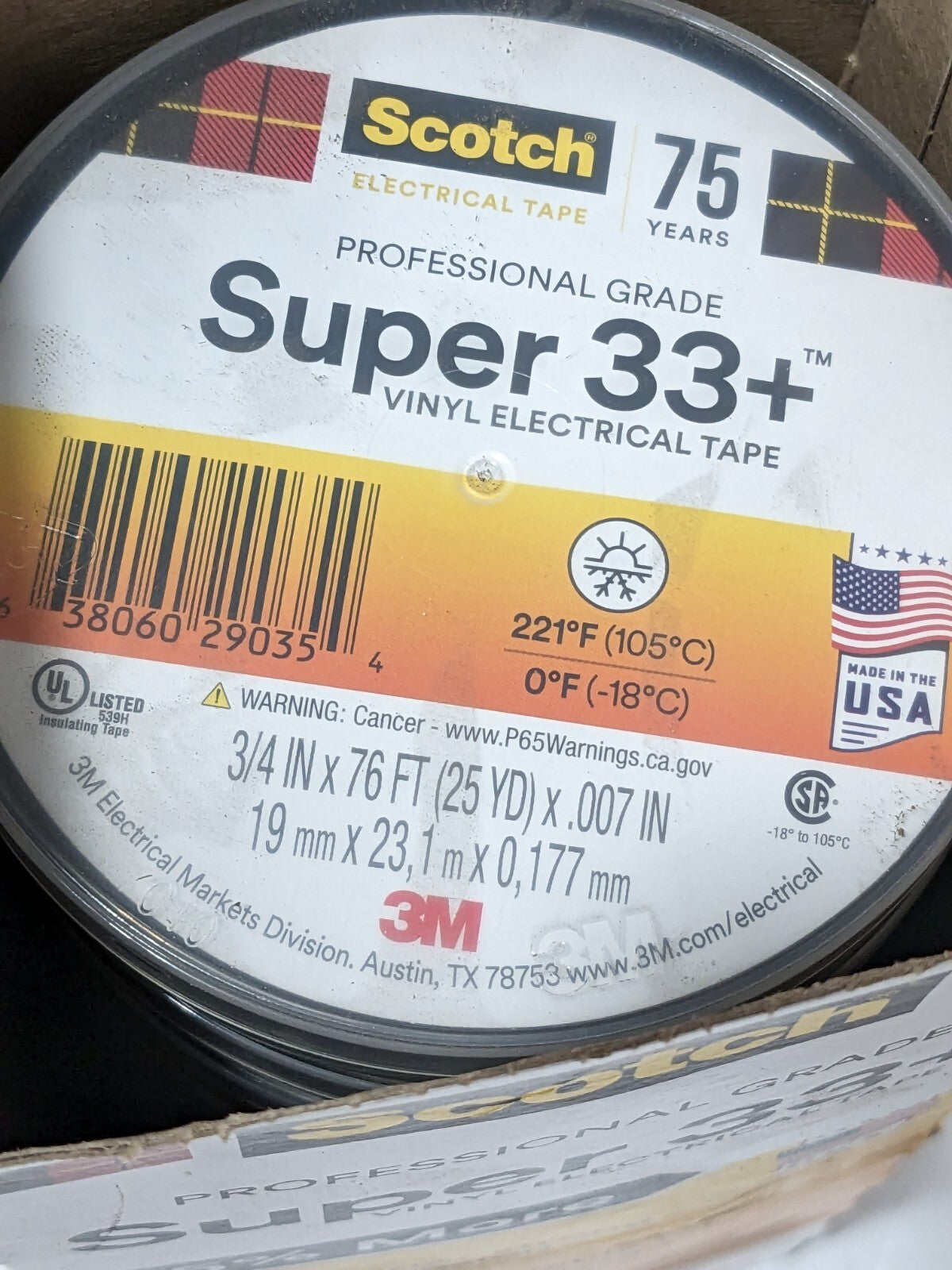 3M 3/4 x 76' x 7 mil Black Vinyl Electrical Tape Qty 9 BD-21485-10