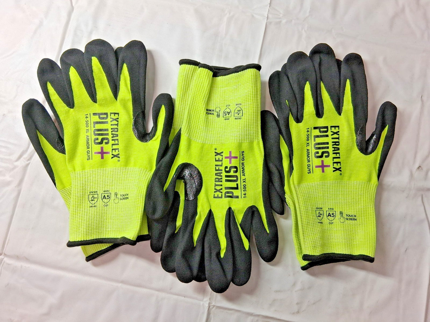 Armor Guys XL Gloves With Hi Vis Yellow Extraflex 3PK 14-500-XL