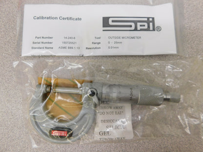 Mechanical Outside Micrometer 0 to 25mm Range, 0.01mm Graduation 14-240-6