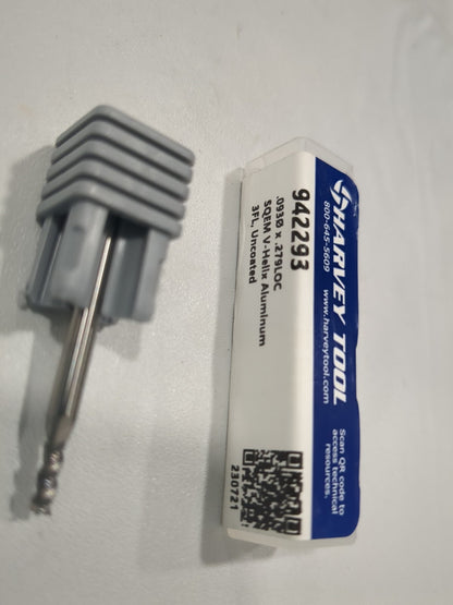 HARVEY TOOL Square End Mill: 3/32" Dia, 3 Flute, Solid Carbide 942293