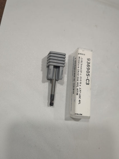 HARVEY TOOL Corner Radius End Mill 3.00mm Dia 4 Fl Solid Carbide 936905-C3