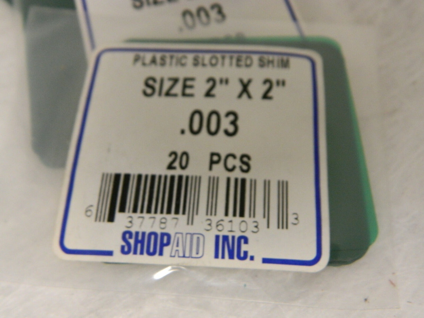 ShopAid 2" Wide x 2" Long Plastic Slotted Shim Green Qty 100 32025892