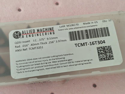 ALLIED MACHINE AND ENGINEERING qty6 Carbide Drill Chamfer Insert TCMT-16T304