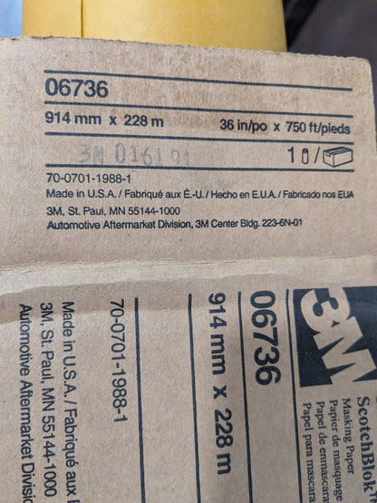 3M Masking Paper: 36" Wide, 250 yd Long, 2 mil Thick, Gold 7000051787