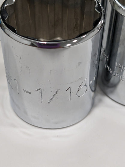 PROTO Hand Socket: 1/2" Drive, 1-1/16" Socket, 12-Point Qty 5 J5434