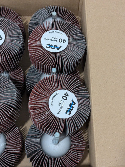 ARC Mounted Flap Wheel: 3" Dia, 1" Face Width, 40G, AO Qty 10 11388