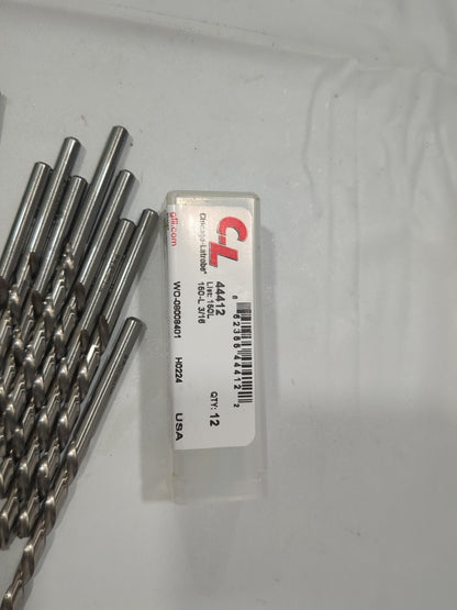 CHICAGO-LATROBE 12pc Jobber Length Drill Bits 3/16"Dia 118 deg HSS 44412