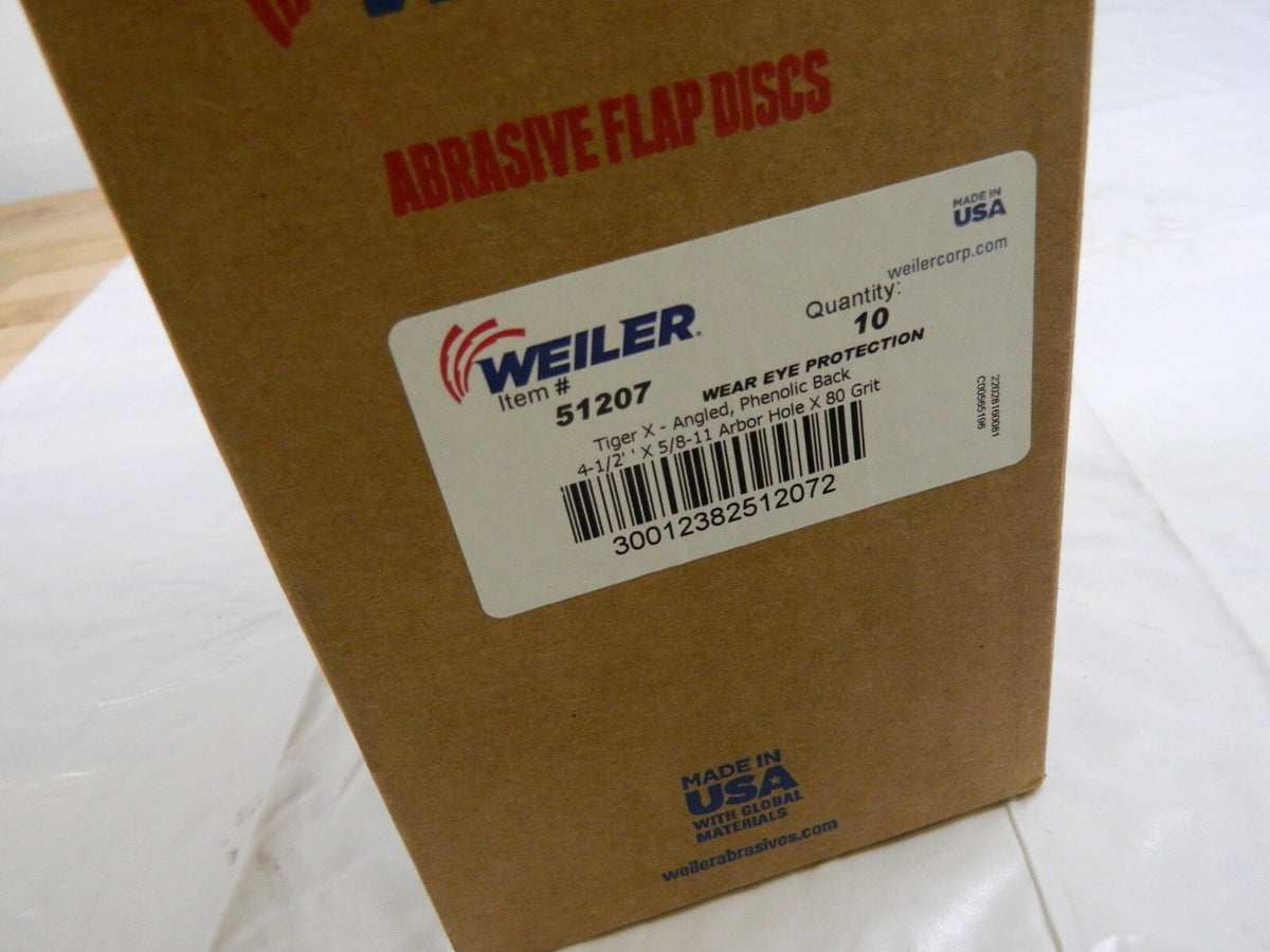 WEILER Flap Disc qty 10 5/8-11 Hole 181 &amp; 80 Grit Type 29 Zirconia Alumina 5