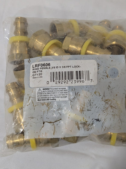 Coilhose Barbed Push-On Hose Female Connector: 3/8" NPT Qty 20 LRF0606