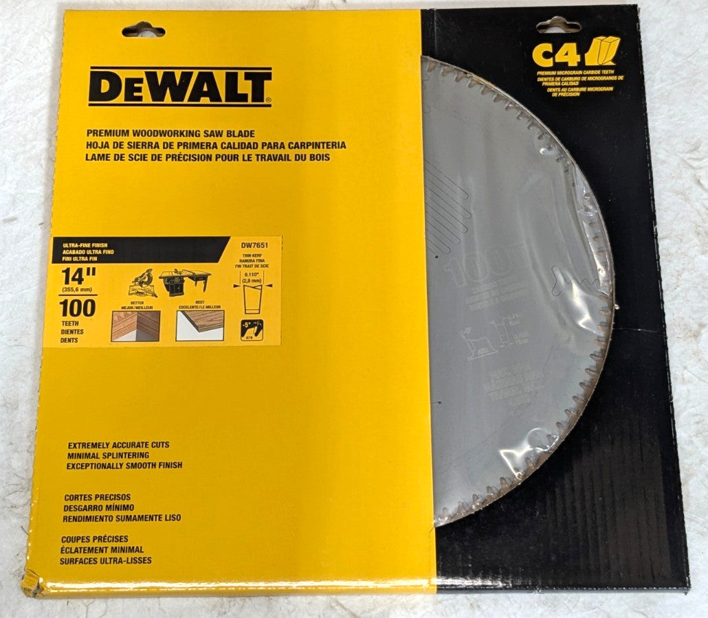 *2 Pack* Dewalt 14" Saw Blades  Ultra Fine 100 Tooth for 1" Arbor  DW7651