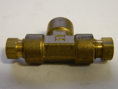 Parker 1/4" Tube OD x 1/8-27 MPT Brass Compression Tube Female Branch Tee Q