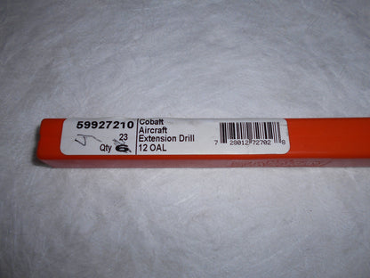 Hertel Aircraft Extension Drill Bit 0.154" x 12" Cobalt Qty. 5 59927210