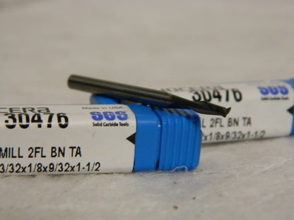 SGS Solid Carbide Ball End Mill 3/32" Diam 9/32" LOC 2 Flute Qty 2 30476