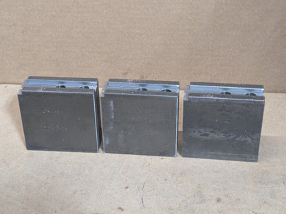 Set of 3 H&R Mfg Square Soft Jaws for 10" Lathe Chucks 1.5mm x 60 Serrated