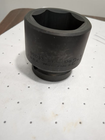 PROTO Impact Socket: 1" Drive, 2-1/16" Socket, Hex Drive J10033