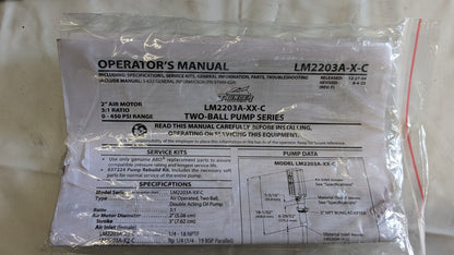 ARO / INGERSOLL-RAND  Air Operated Drum Pump  6GPM  LM2203A-41-C  *Damaged*