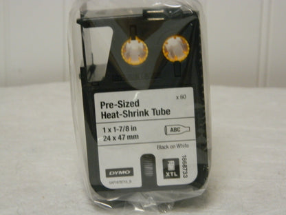 Dymo Polyolefin Pre-Sized Heat-Shrnk Tube Labels BLK/WHT 1x1-7/8" 1868733