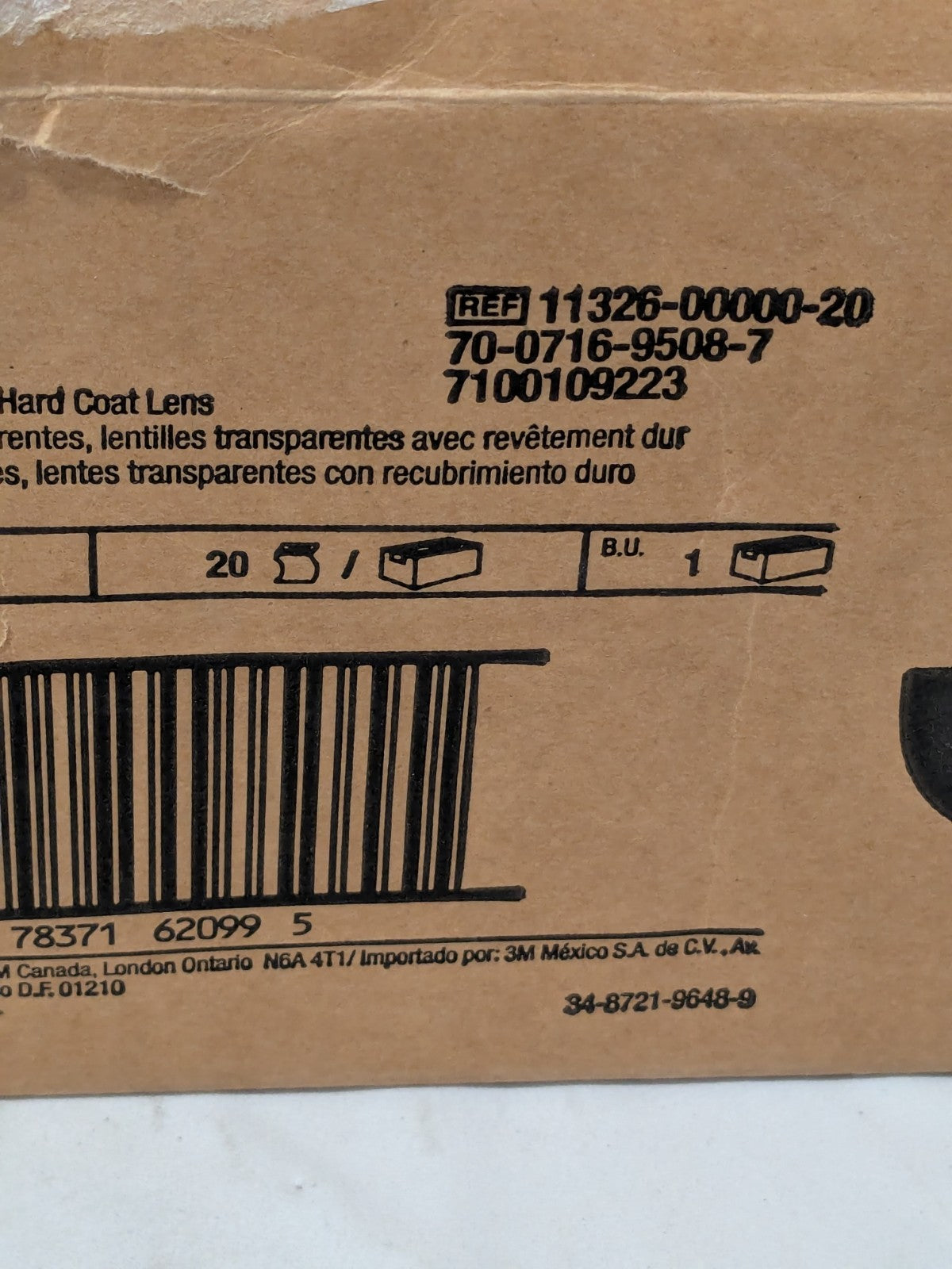 3M Safety Glasses: Scratch-Resistant, Polycarbonate, Clear Box of 19 7100110886