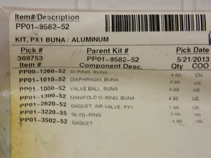 Pumper Parts 1/2" Pump Repair Part Kit For Use with Diaphragm Pumps PP01-95