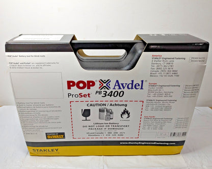 Stanley POP ProSet PB3400 Cordless Rivet Tool w/Battery &amp; Charger PB3400-NA2