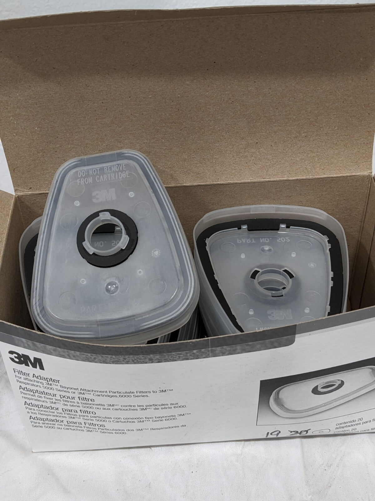 3M Facepiece Filter Adapter: White, for Half &amp; Full Facepieces Qty 19 700000