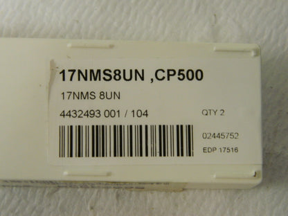 Seco Carbide Threadmill Insert 17NMS 8UN CP500 Qty 2 17516