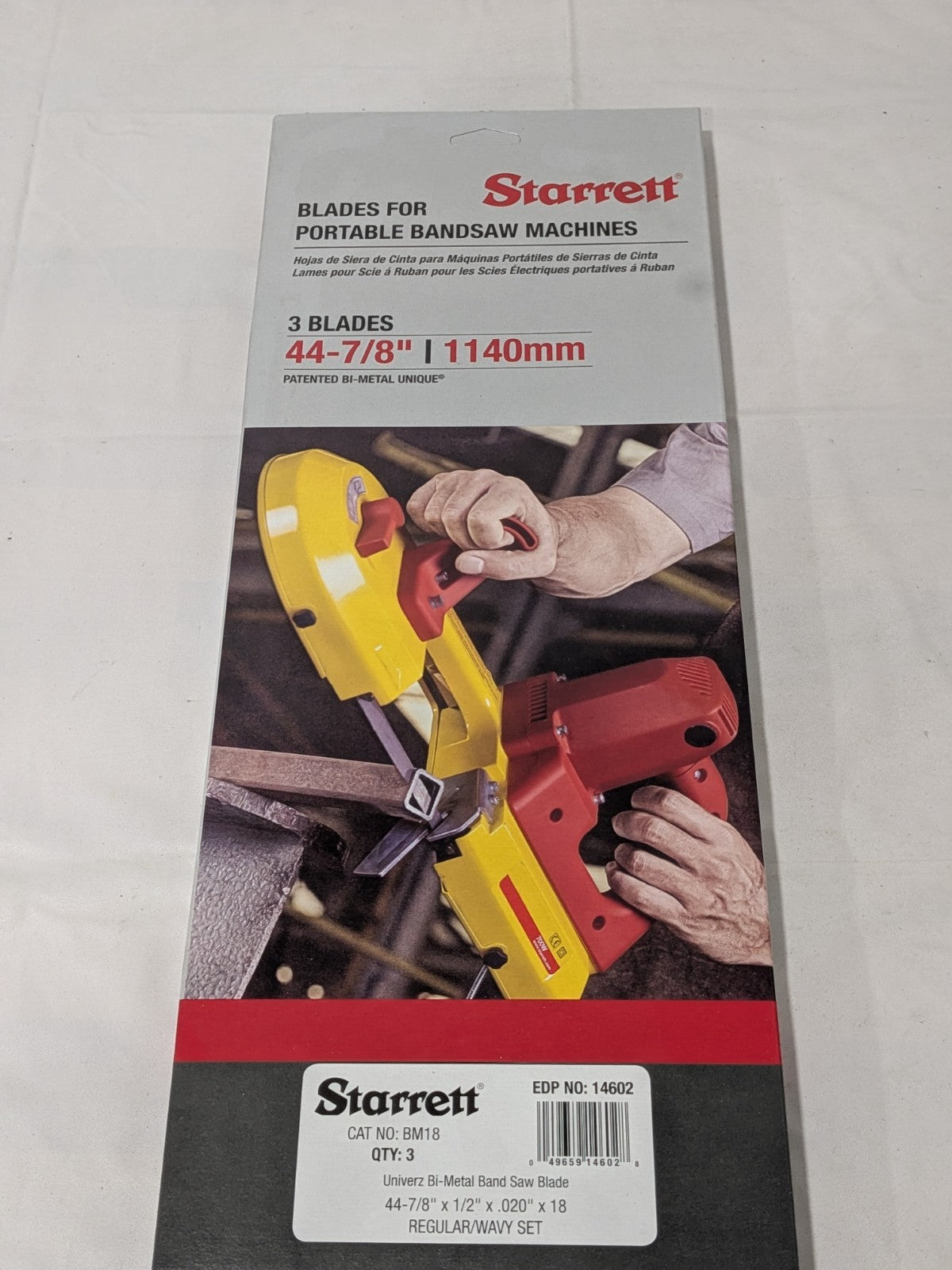 3PK Starrett Portable Bandsaw Blade: 3' 8-7/8" L, 1/2" W, 0.02" T, 18 TPI 14602