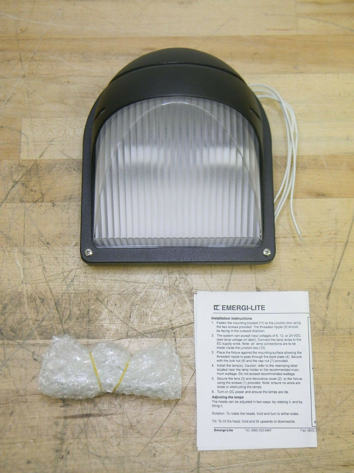 Thomas &amp; Betts Emergi-Lite Black LED Lamp 6V 4W Wall Mount Remote Fixture