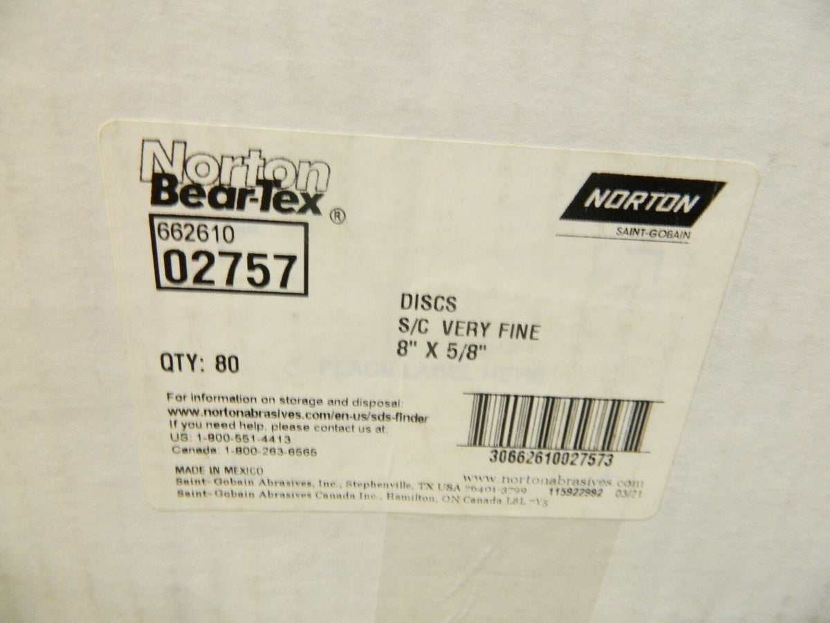 Norton Deburring Discs S/C Very Fine 8" x 5/8" Qty 80 66261002757