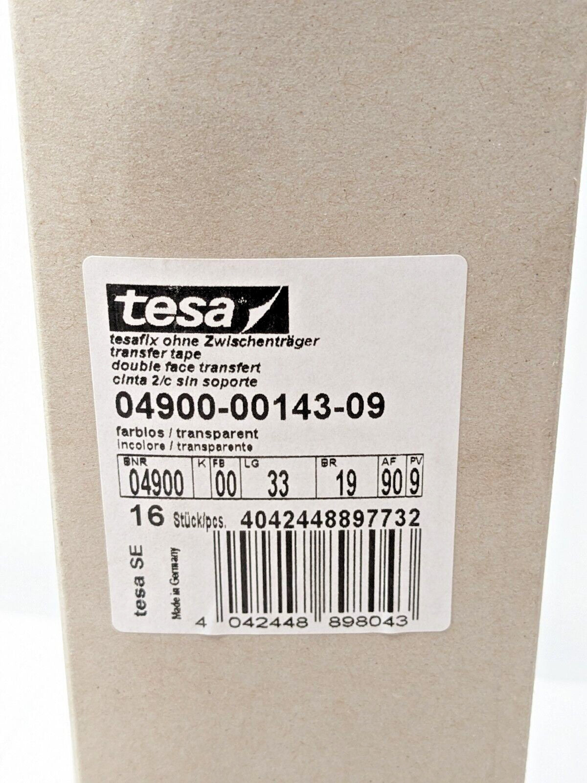 16 ROLLS Tesa Acrylic Transfer Tape 4900 PV9 3/4" X 36YDS 04900-00143-09