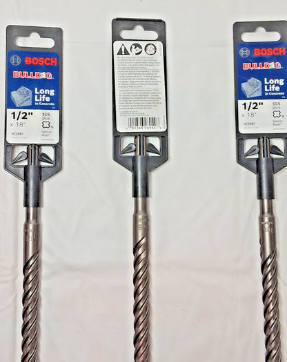 BOSCH QTY3 Carbide-Tipped Rotary/Hammer Drill Bits 1/2" Dia SDS+ Shank HC2087