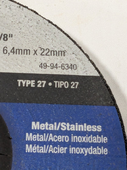 (5) Milwaukee Depressed-Center Wheel: 6" Dia, 1/4" Thick, 7/8" Hole 49-94-6340